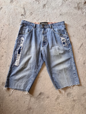 00s PNB NATION/Cut off Denim Shorts/W38/カットオフデニムショ－ツ/ショ－トパンツ/リペア加工/インディゴ/ピ－エヌビ－ネイション