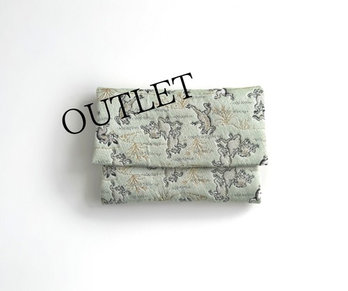 ✴︎✴︎アウトレット✴︎✴︎  お念珠入れ　ポケット付き　高級金襴…グリーンの鳥獣戯画《送料無料》