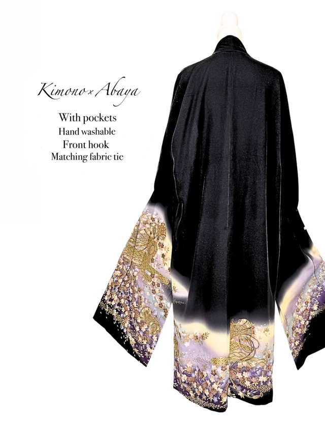 (Size:M/Kimono×Abaya)Golden cherry blossoms pattern