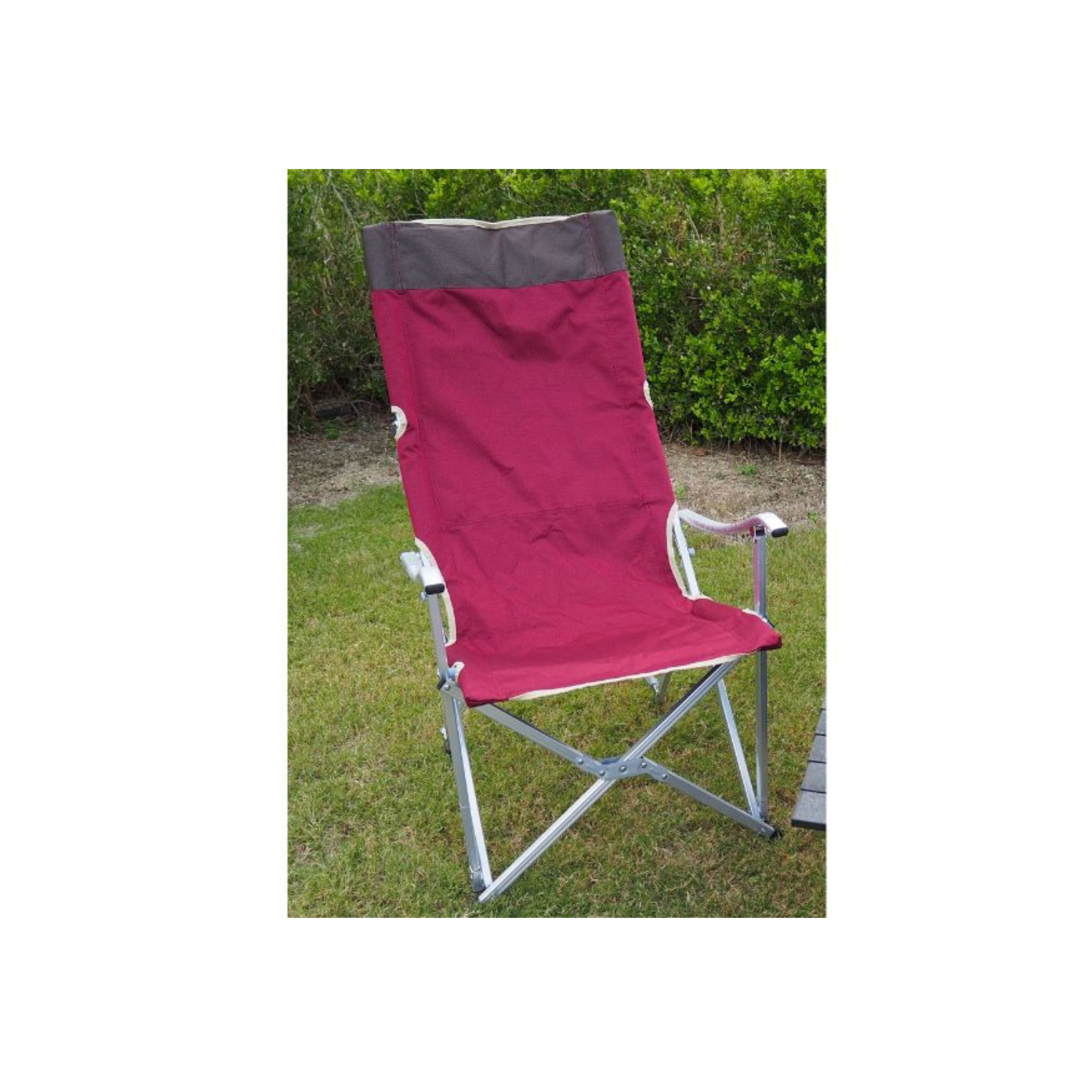 ノーブランド ハイバッグ 折りたたみ キャンプ椅子 アウトドアチェア 耐荷重:約120㎏ 収納ケース付き 【ボルドー】キャンプチェア キャンプ用品 キャンプギア