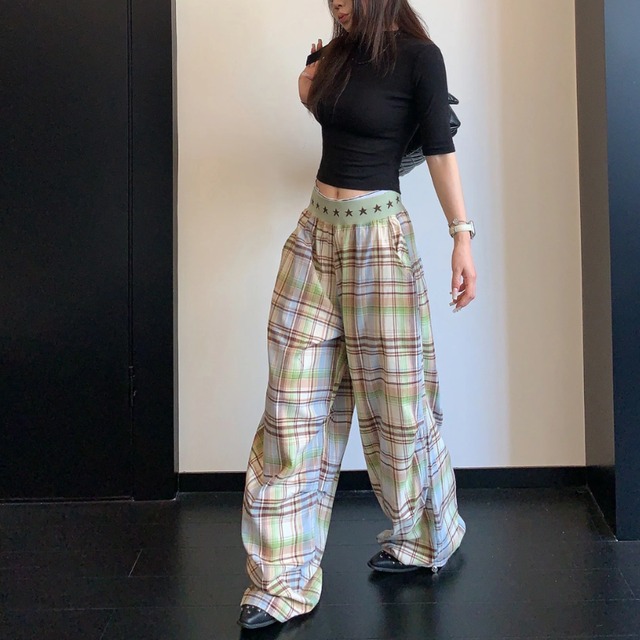 star west checked pants　スターウエストチェック柄パンツ　J2115