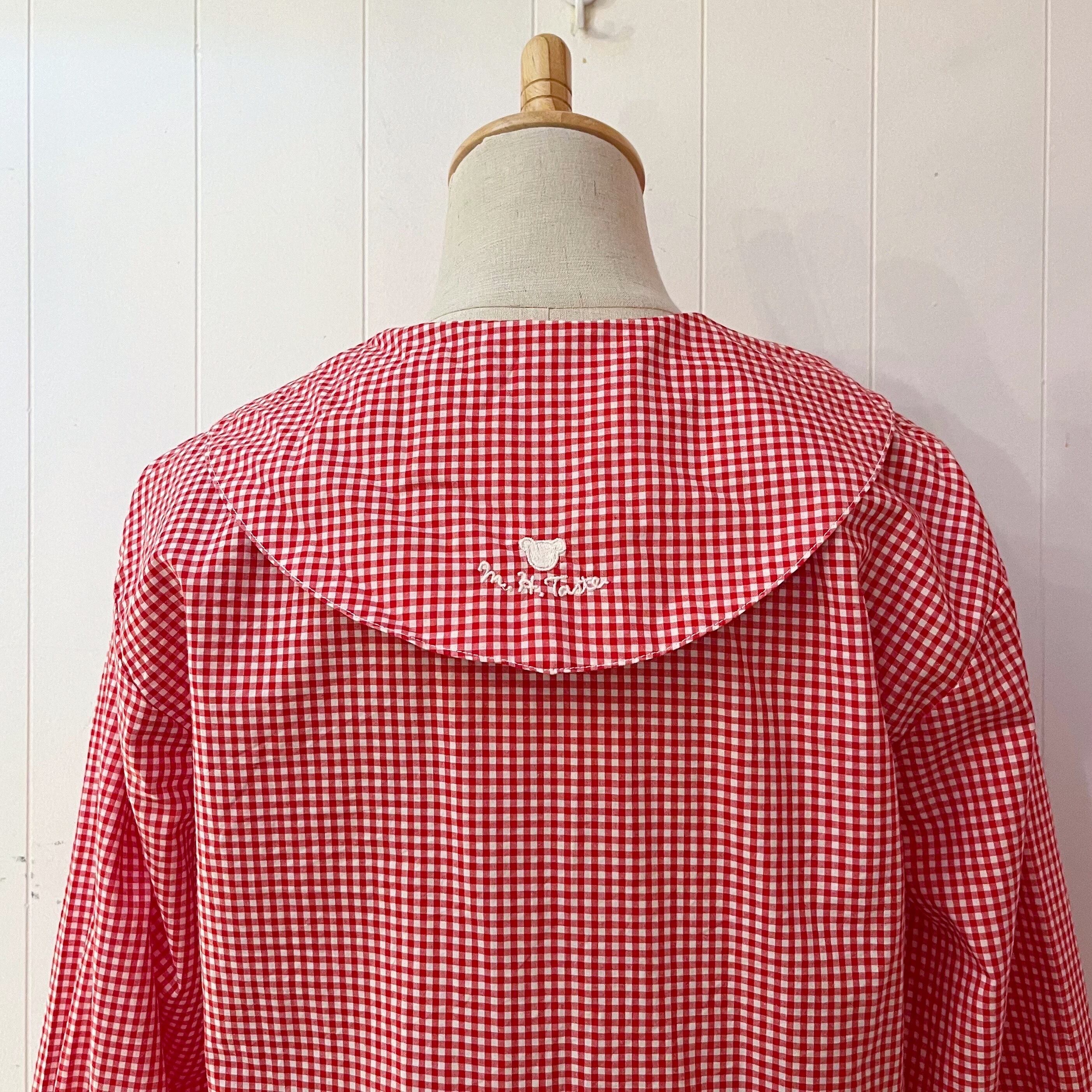 mikihouse / red gingham check blouse