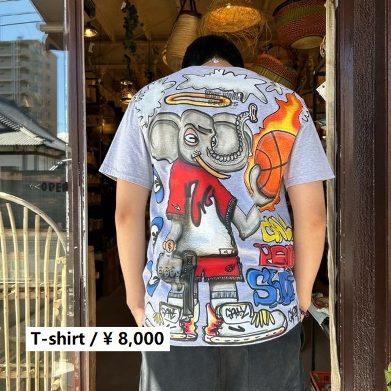 TOPANGA Men's ゾウのバスケ Tシャツ グレー ファッション メンズ カットソー 半袖 プリントTシャツ