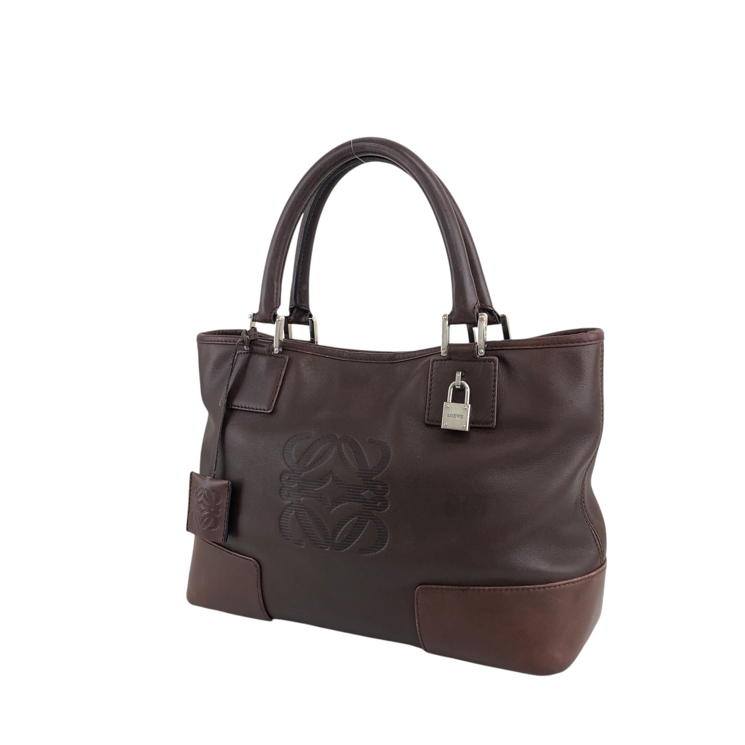 LOEWE ロエベ ハンドバッグ ブラウン アナグラム レザー トートバッグ