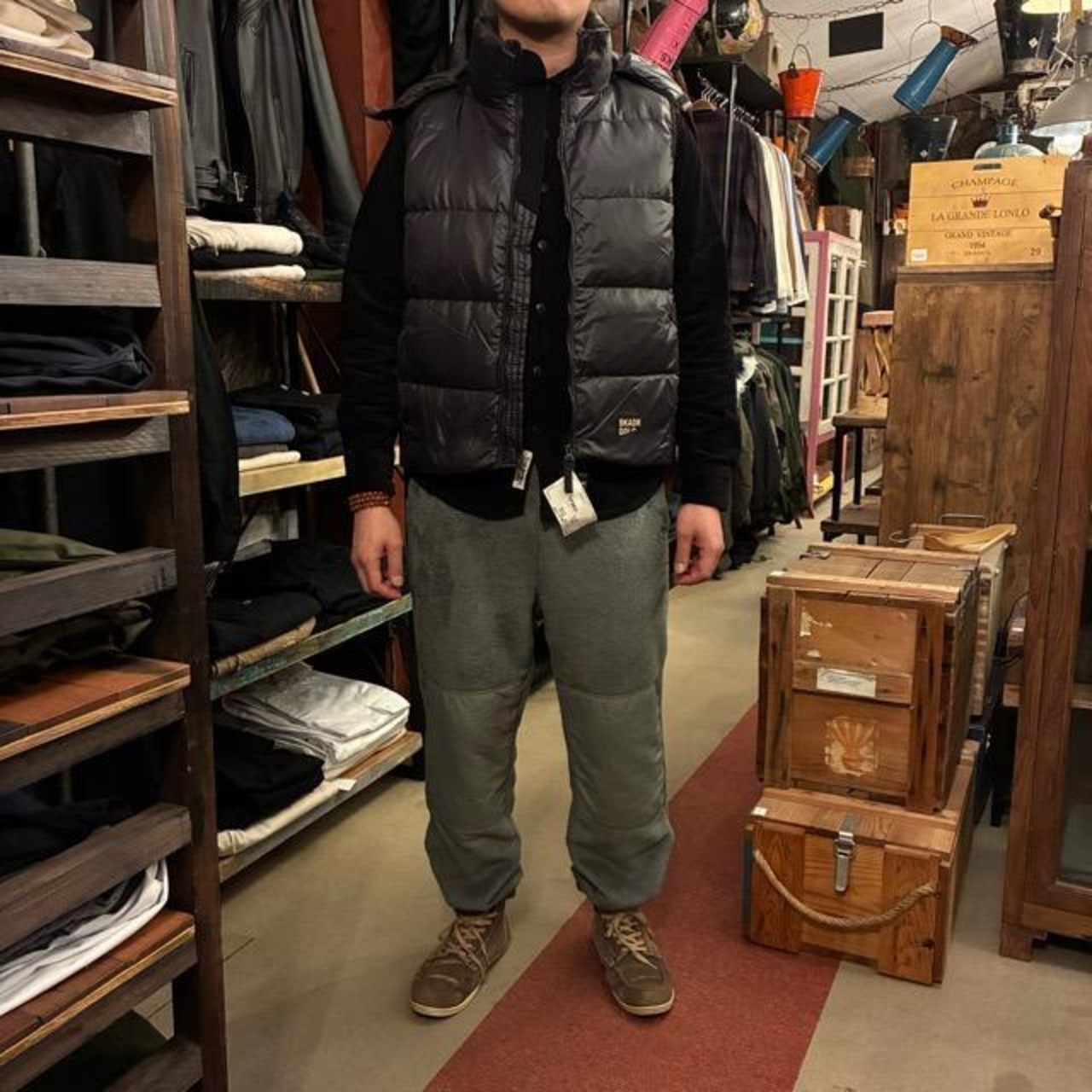 TOPANGA Men's Gold Lining Black Hooded Down Vest Quilting Vest Feather Outer