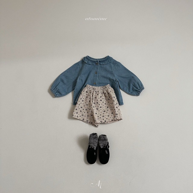 【即納】atomeme / denim frill blouse