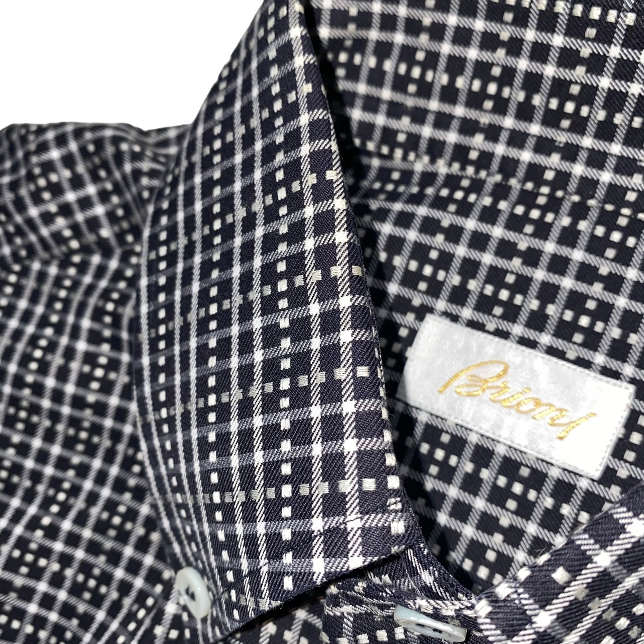 BRIONI black check shirt