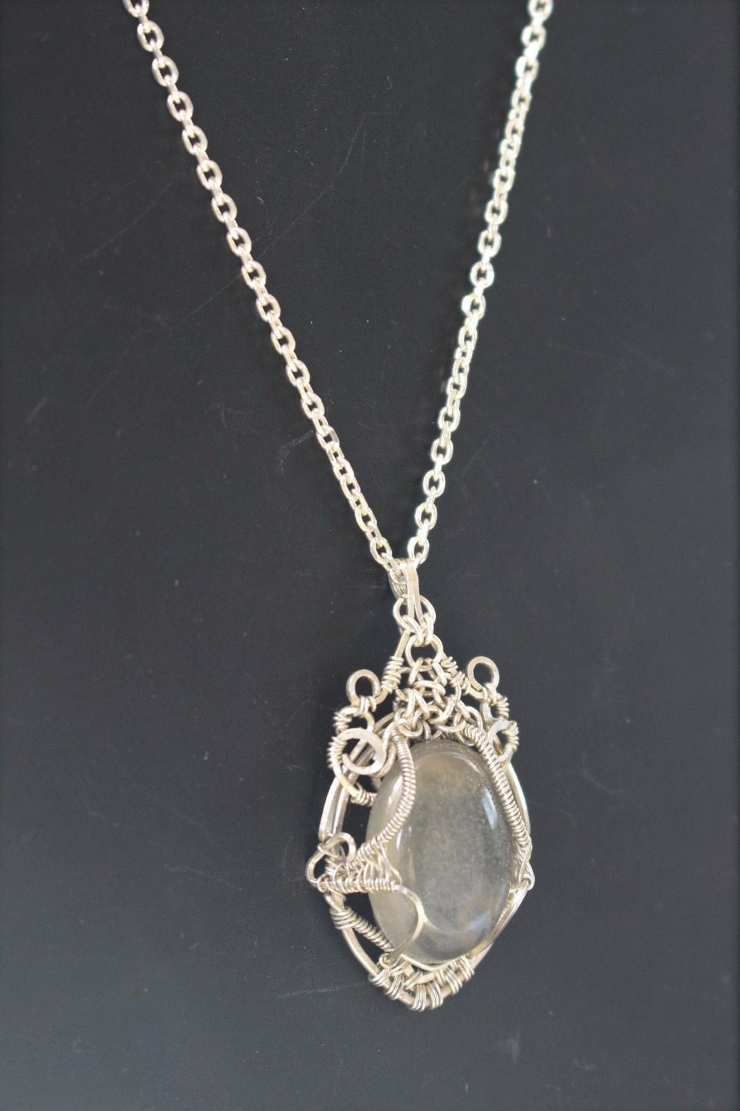 Moonstone silver925 wire wrapping pendant