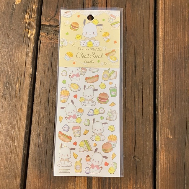 サンリオ×たけいみき　ポチャッコ　ナチュラルフード　金箔クリアシール　X12