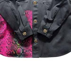 VERSACE logo & python switching shirt coverall
