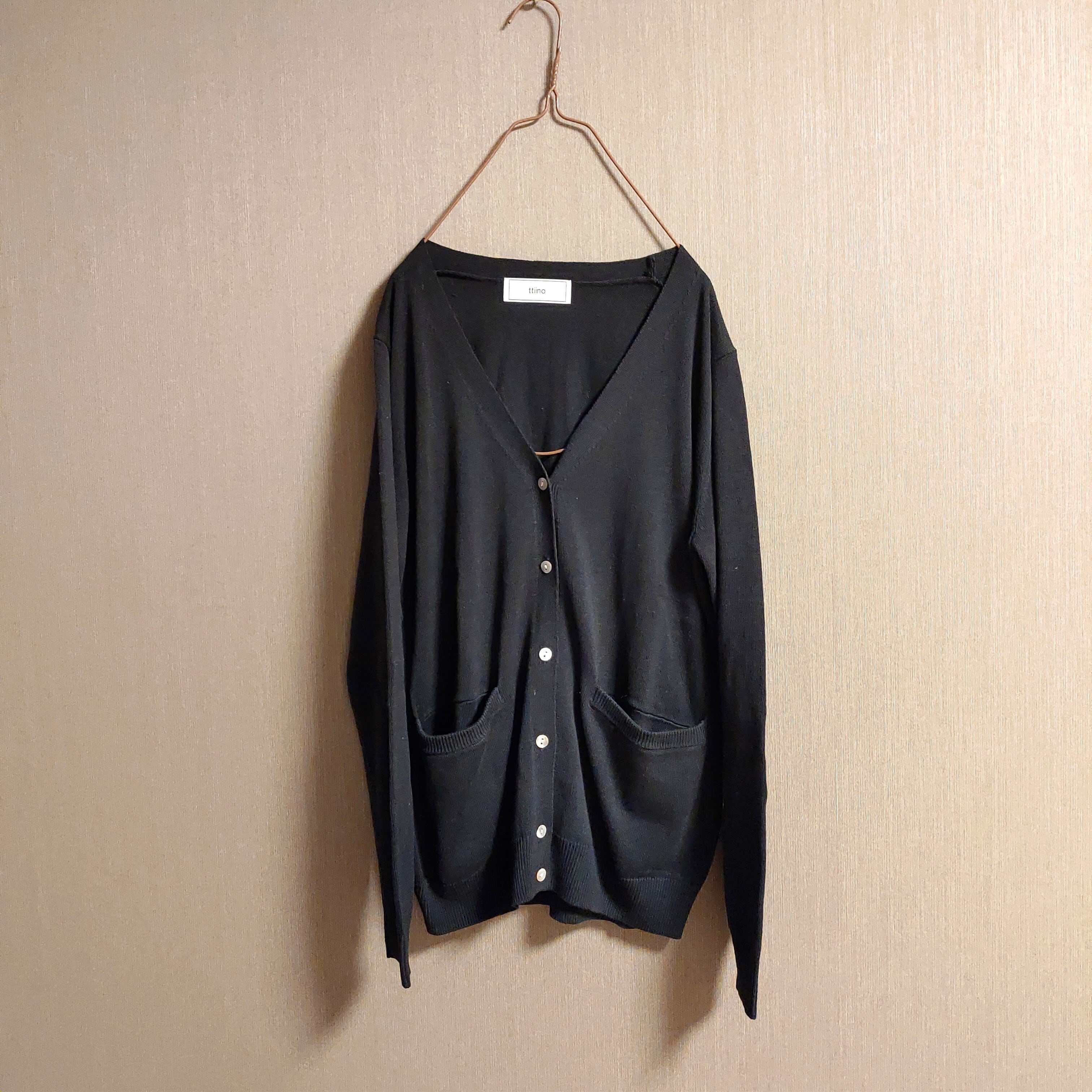 試着のみ♡ルネ♡カーディガン セール】 袖ラインVネックカーディガン（グレー/チャコールグレー