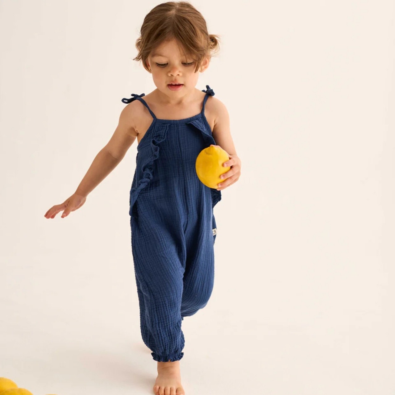 ＜COZMO＞Baby&Kids Overalls Ember ソフトガーゼ ロンパース（navy） - 2