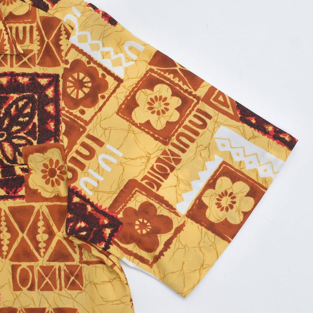 60s-70s Sears HAWAIIAN Fashions パッチワーク風プリント オープン