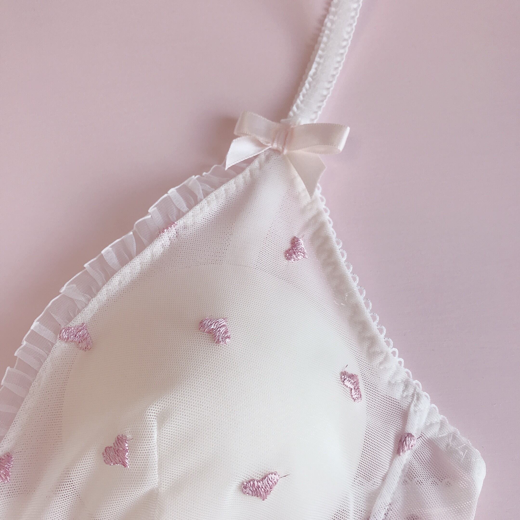 pink hearts bralette(baby pink)