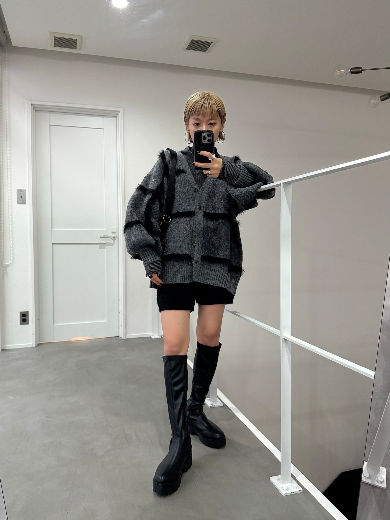 ウールライクショートニットPT/ブラック