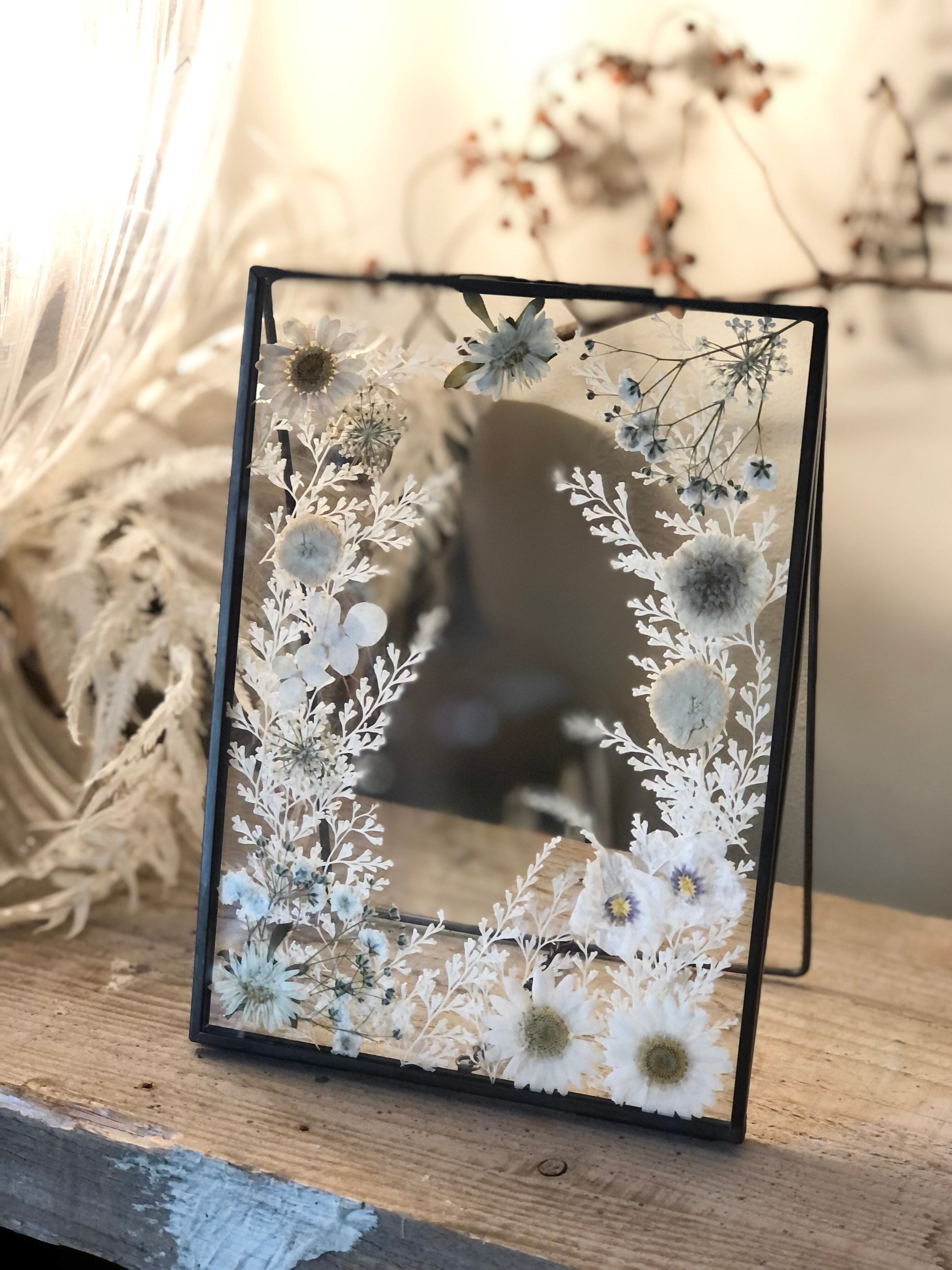 まるでホワイトの森 ガラスフレーム押し花デコレーションa チバセイサクショ
