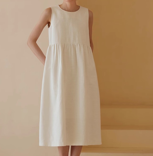 high waist sleeveless dress【2024050601】