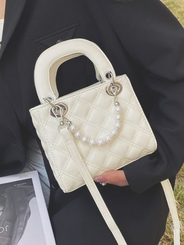 キルティング2wayミニバッグ ショルダーバッグ ハンドバッグ パール フェミニン 可愛い 大きいサイズ 韓国 CH3768