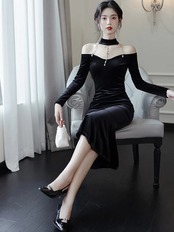 【0094】Off Shoulder Slim Long Sleeve Dress