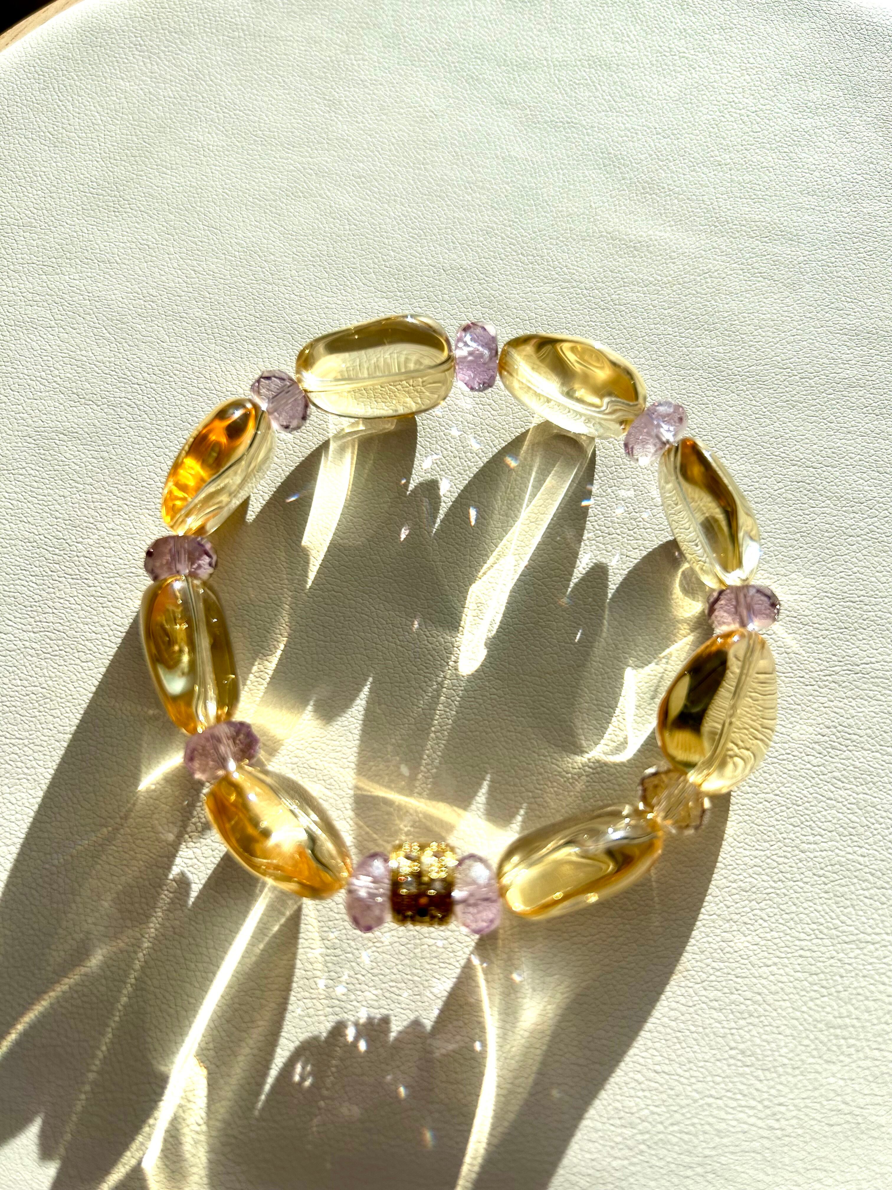 天然石パワーストーンブレスレット ミックスベリル、ローズクォーツ