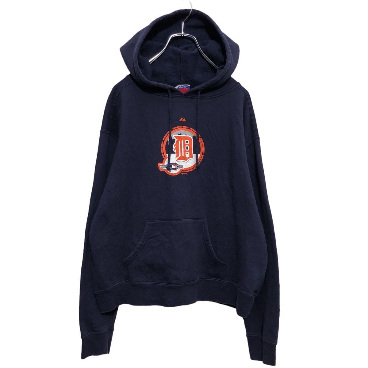 USA古着 90S Majestic スウェット パーカー NEW YORK Yankees L 紺 
