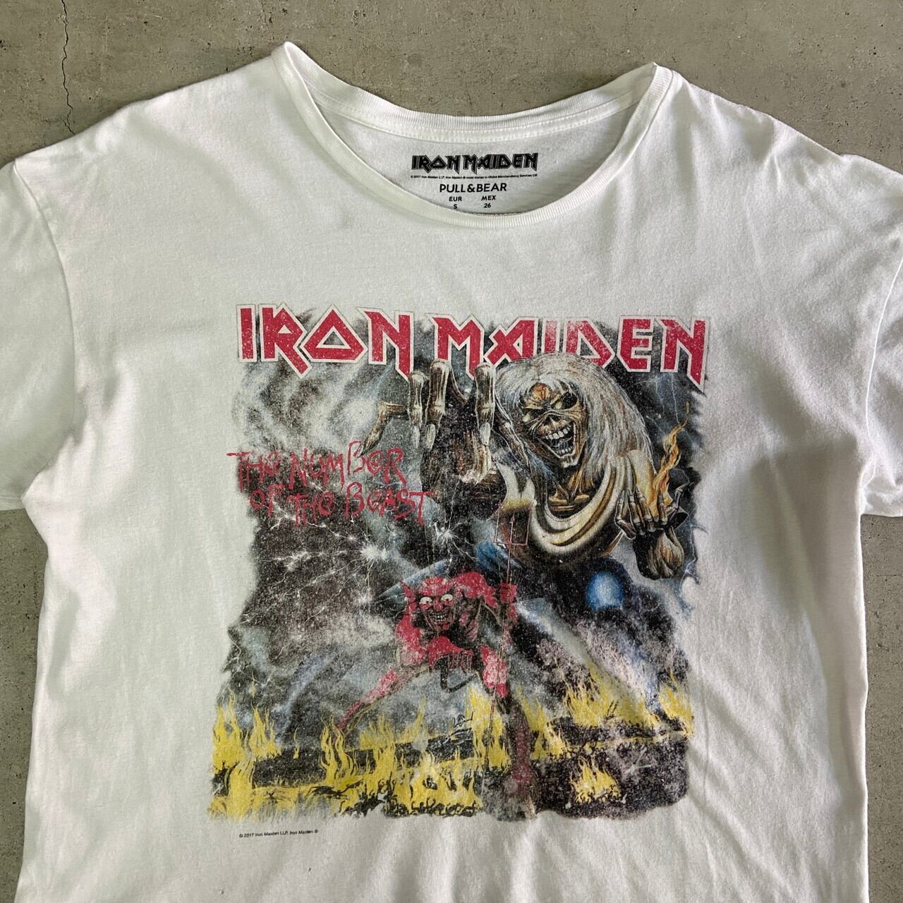 IRON MAIDEN アイアンメイデン バンドTシャツ メンズS 古着 白色【T