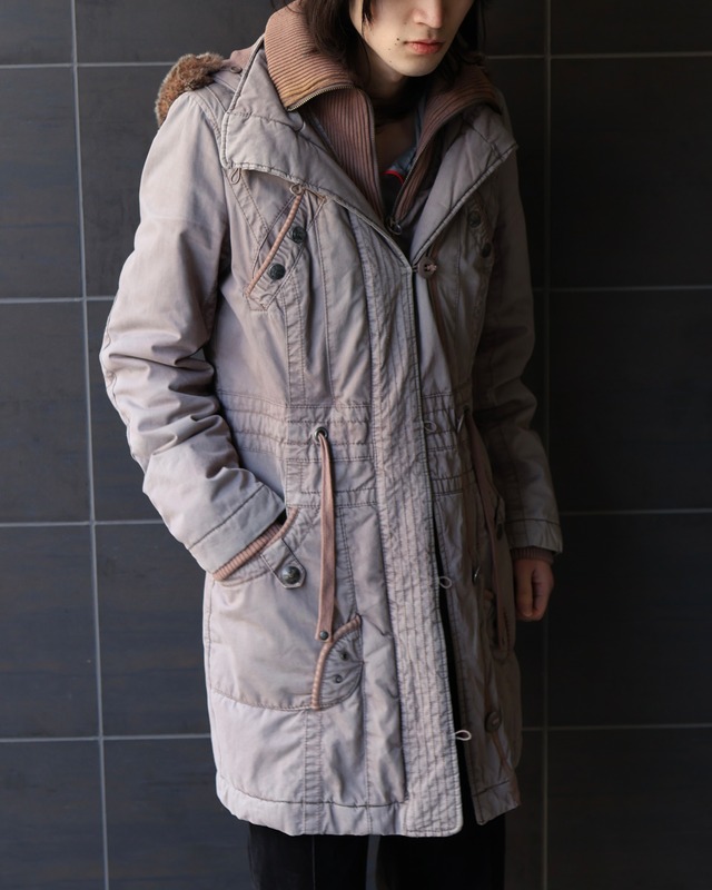 layered far hood coat