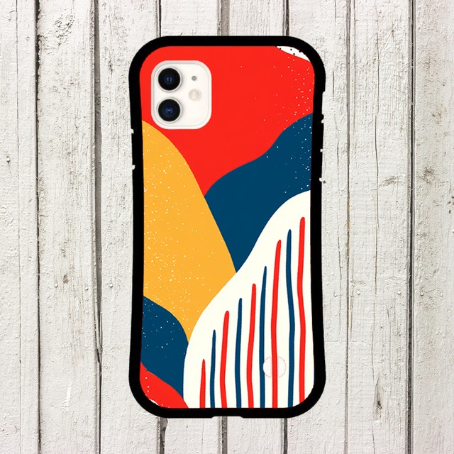 受注生産 iPhoneケース 赤青黄の大胆ポップ抽象｜ポップアブストラクト PABS062C