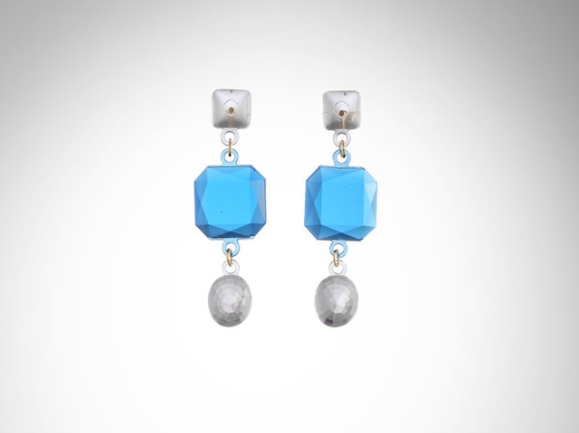 Crown Earrings Triple   Blue  /  CORSARI JEWELS