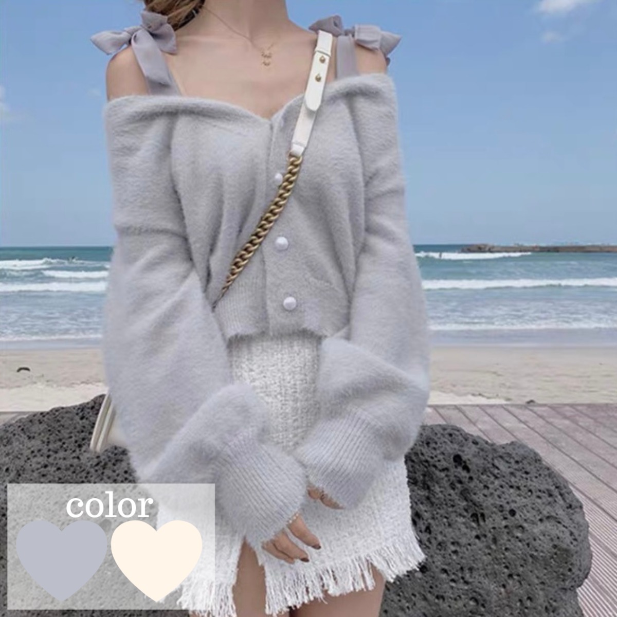 ショルダーリボンニット＊NT002 | cherie ange