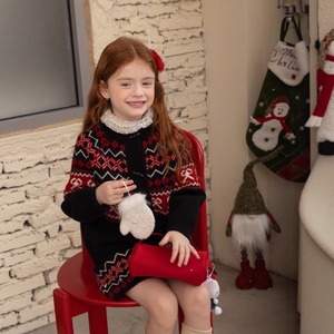 冬レトロ花柄セーター&スカートセット