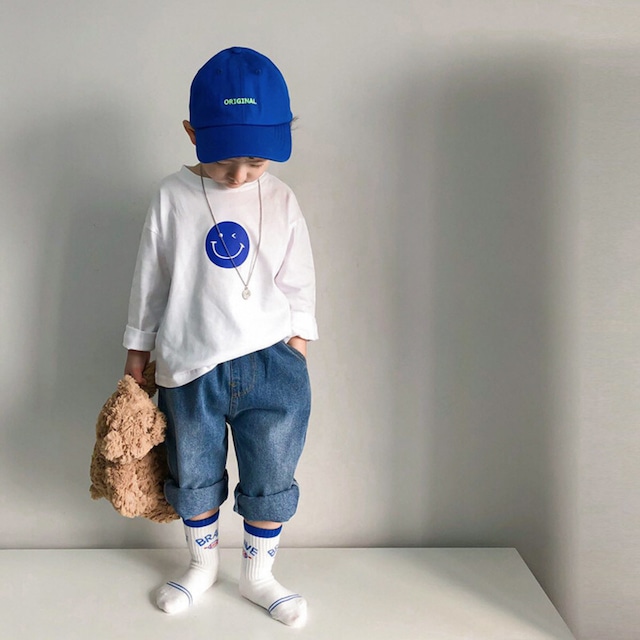 【即納】ピンクとブルーのスポーティーなクルーソックス 3足セット