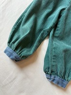 1990’s USA OSHKOSH Stripe Denim Ruffle Overalls／2T−3T