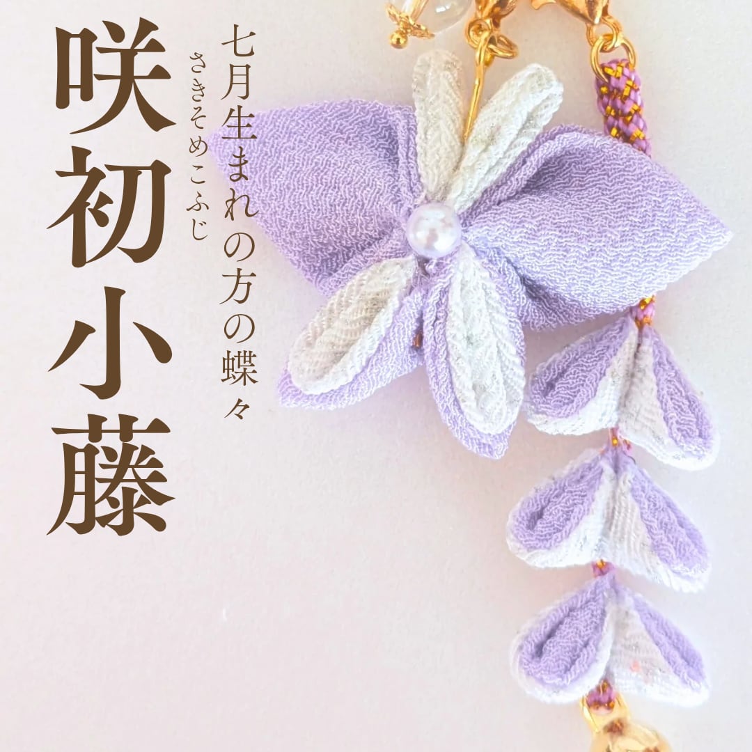 7月の蝶々【咲初小藤・さきそめこふじ】 小藤チャーム | ひらり~蝶々御
