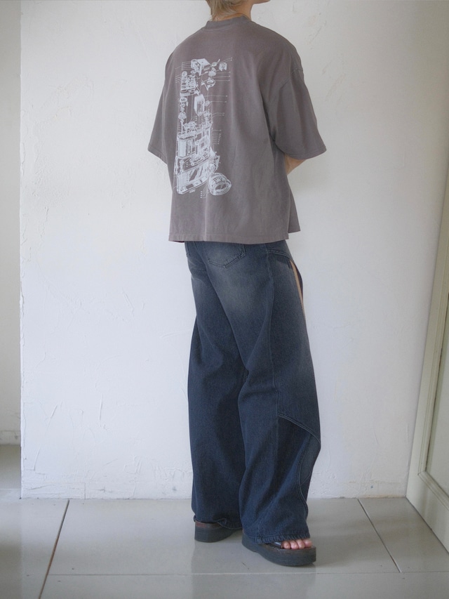 Cropped Graphic Tee / GRAY