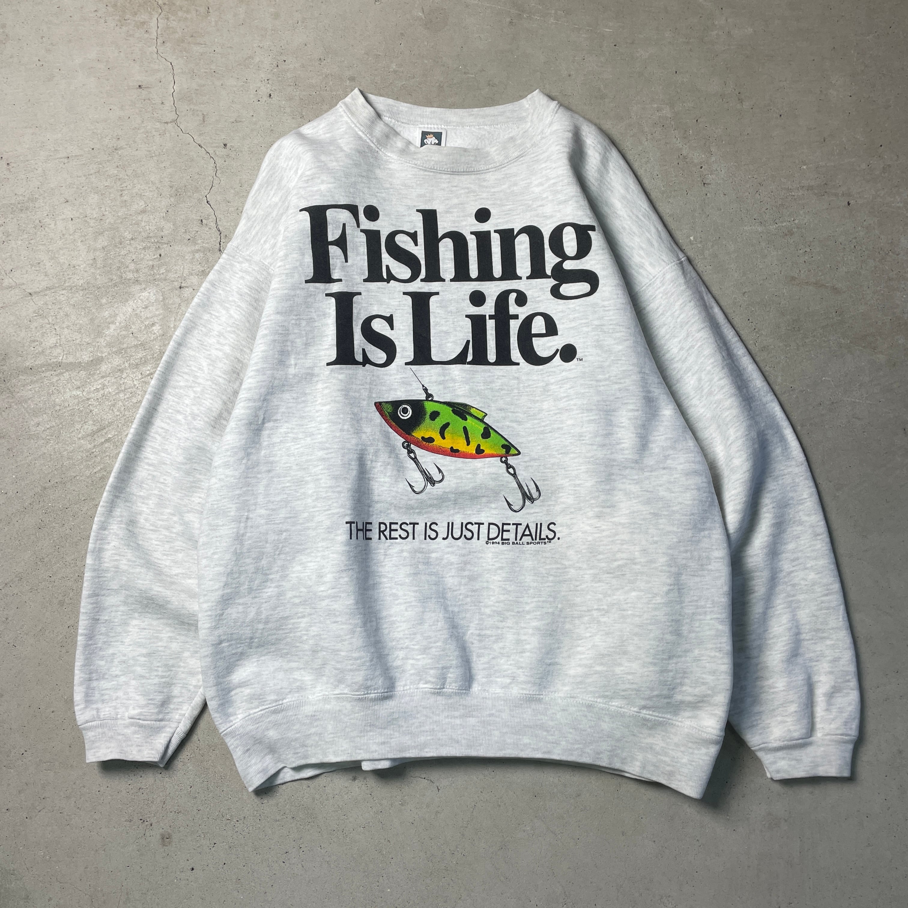 ビッグサイズ USA製 90年代 Fishing Is Life 釣り プリント スウェット 