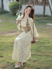 【0146】Corset Style Vintage Long Sleeve Dress