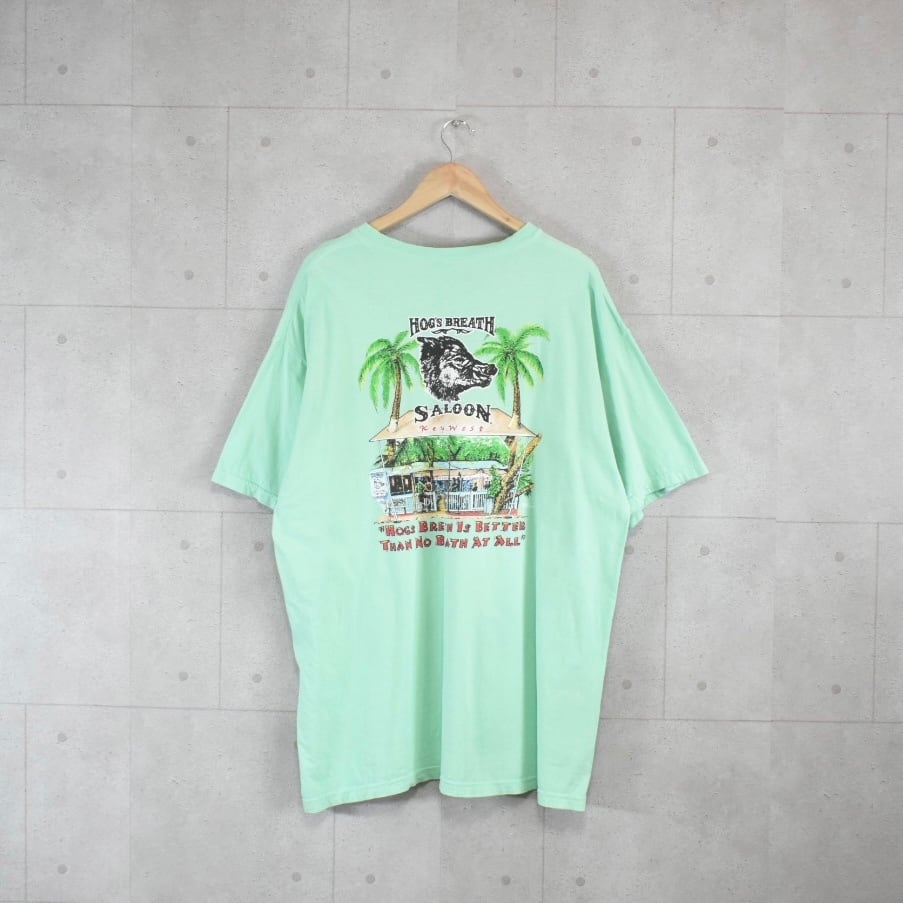 グッドプリント Tシャツ 黄緑 サイ アニマルプリント バックプリント