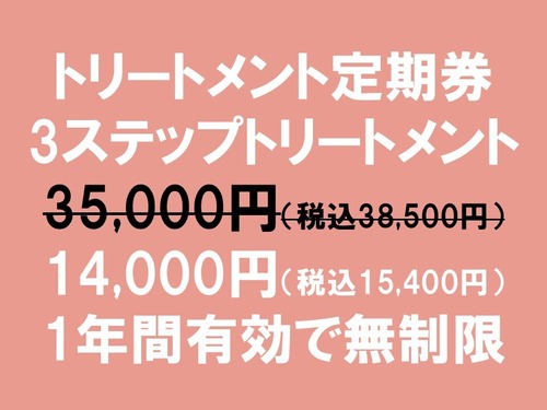 ﾄﾘｰﾄﾒﾝﾄ定期券（3ｽﾃｯﾌﾟﾄﾘｰﾄﾒﾝﾄ）（2027年8月31日まで）