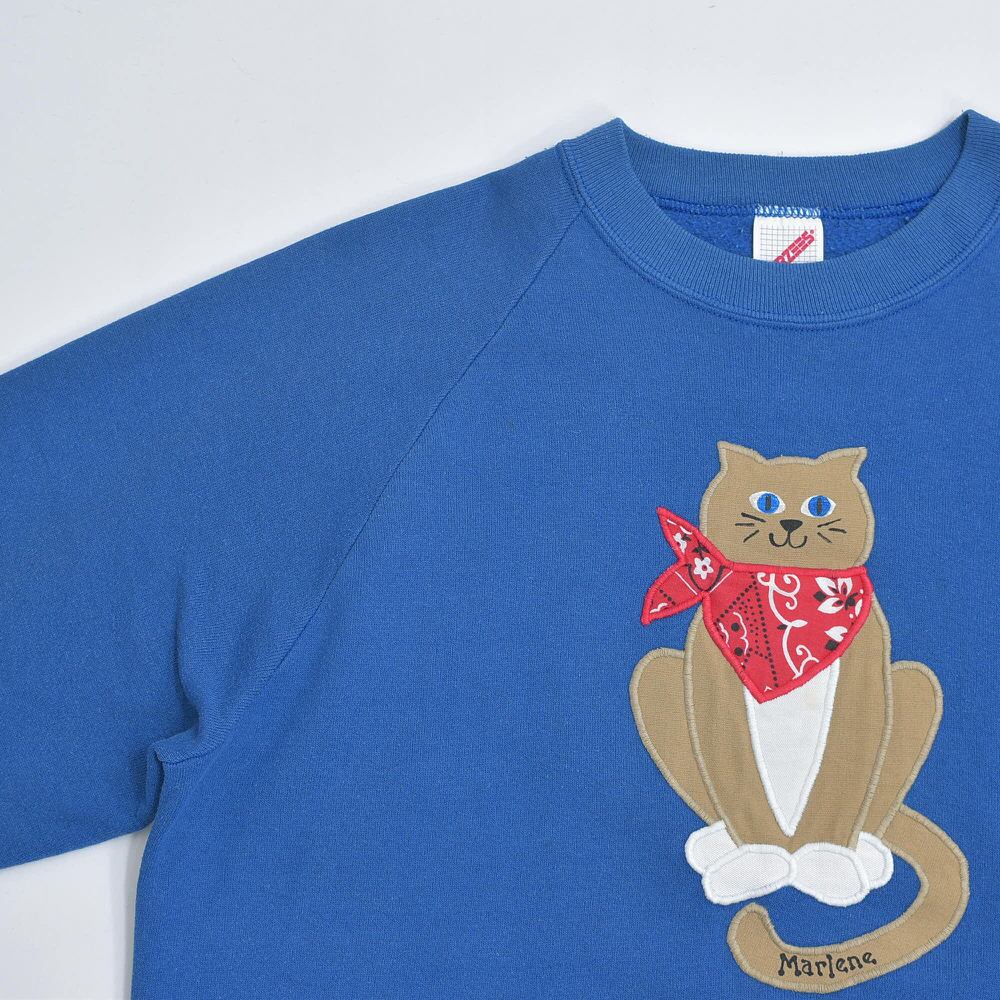 90s USA製 JERZEES ジャージーズ 猫 キャット アップリケ 刺繍 90s USA製 JERZEES ジャージーズ 猫 キャット アップリケ 刺繍