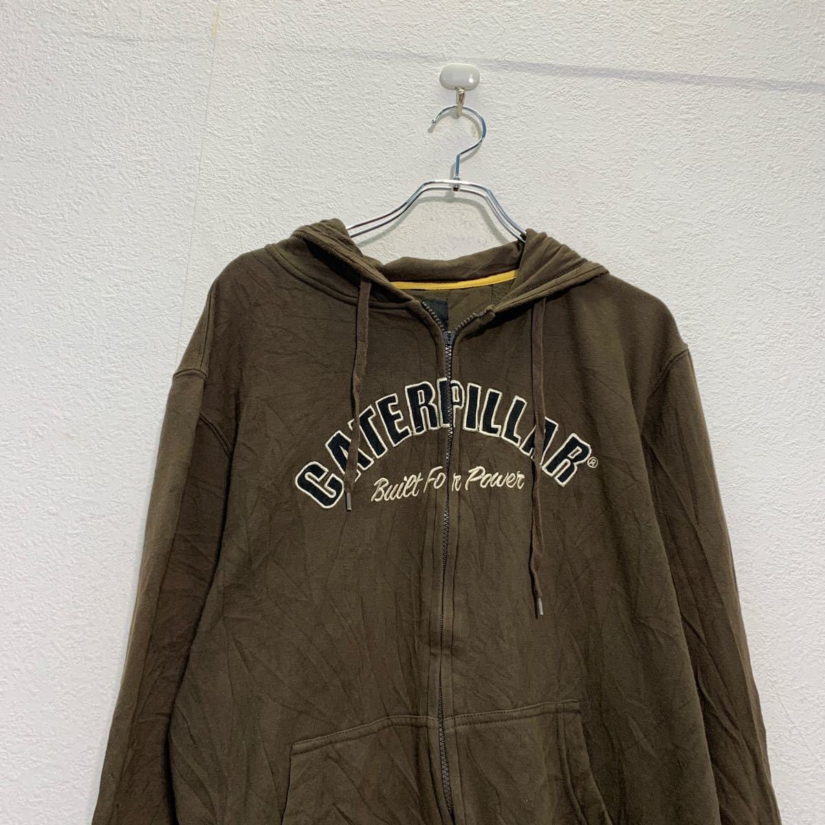 GAT ジップアップ ロゴ スウェット パーカー M ブラウン ブラック