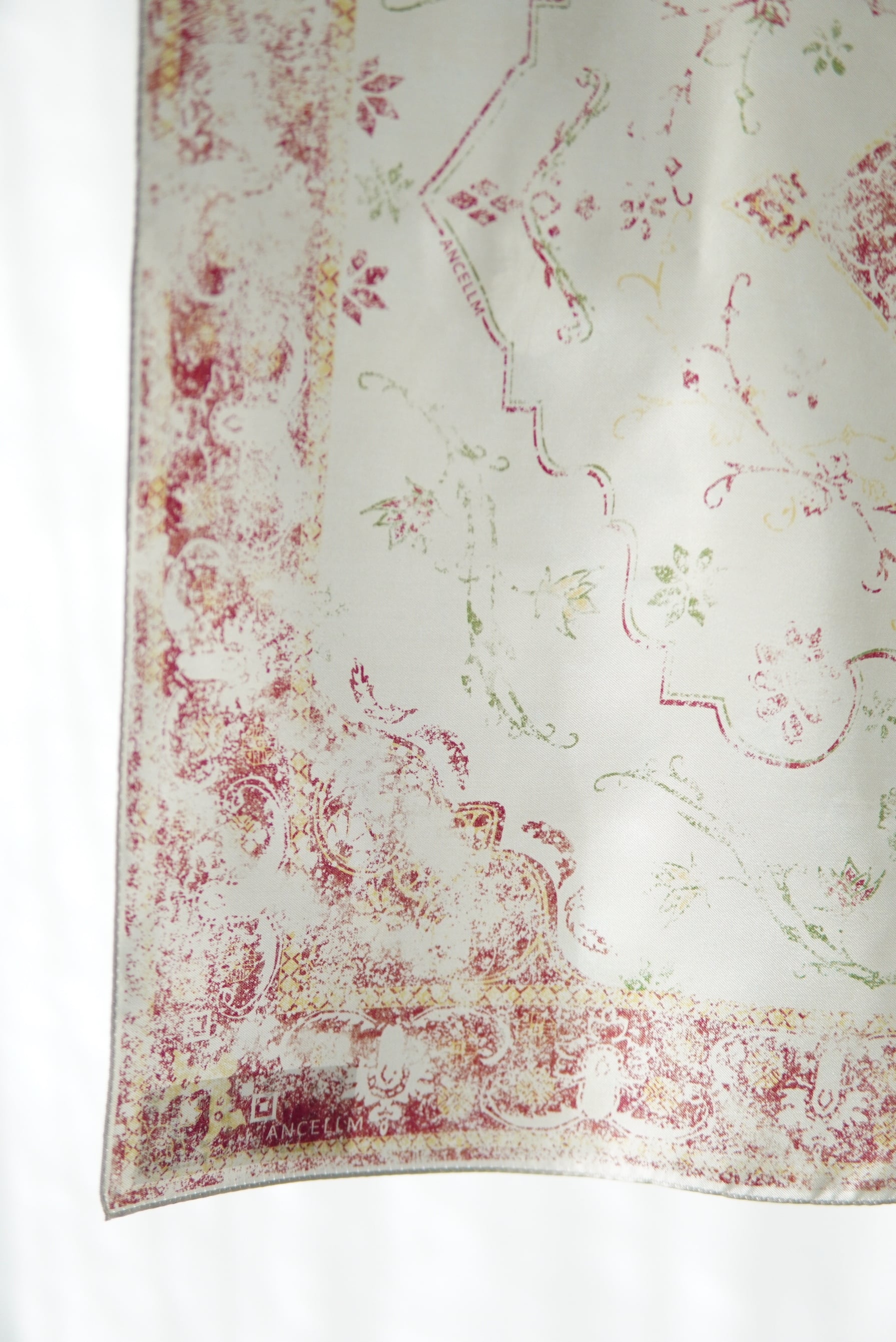 ANCELLM26ss HAND-DRAWN SILK SCARF(CREAM） 【公式通販】