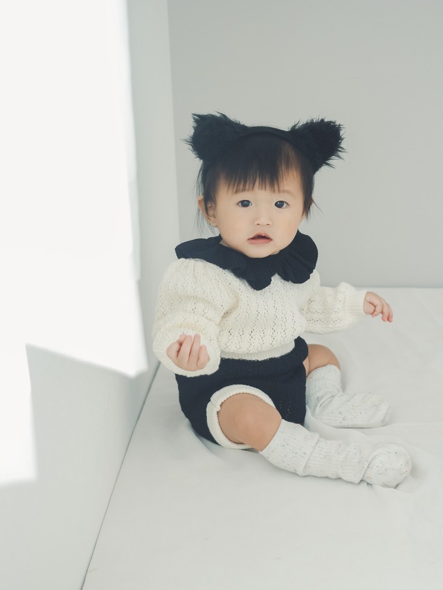 【取寄】フリル襟とポンポン尻尾がcuteすぎるバイカラーセットアップ(white black)