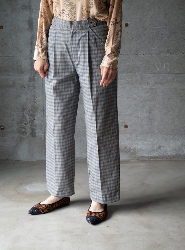 "Errecinque" 1970s deadstock Plaid trousers