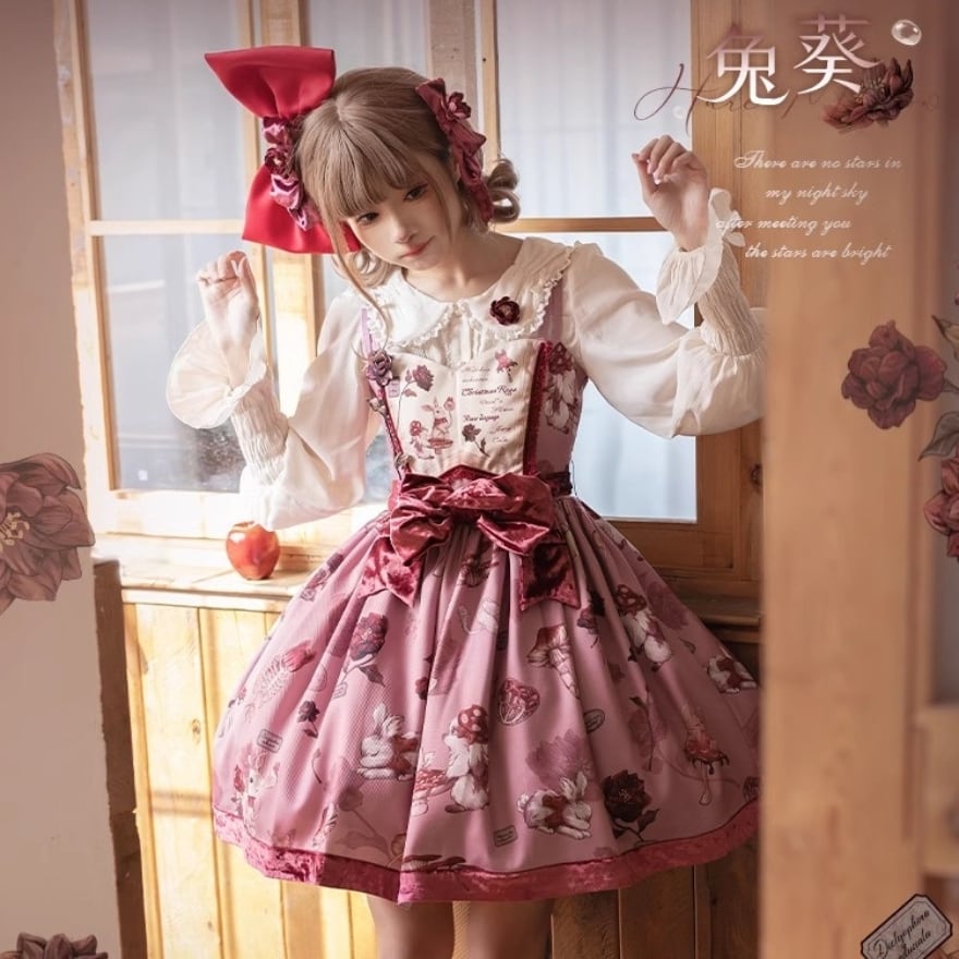 甘ロリ ワンピース メルヘンチィック うさぎプリント かわいい