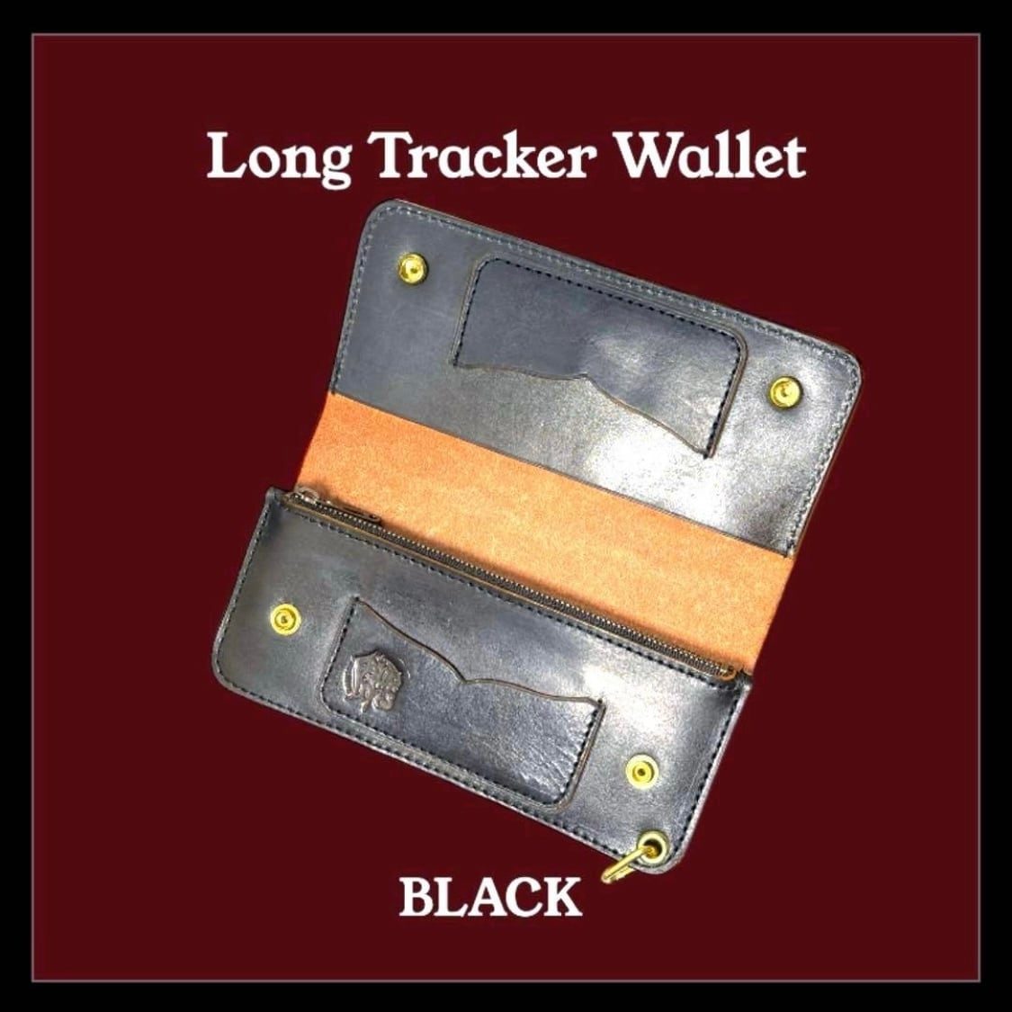 カービング ロングトラッカーウォレット ブラック | Fives leather