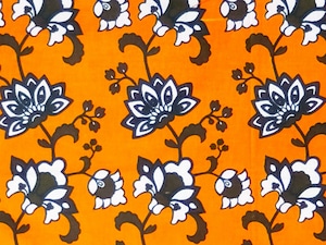 【カンガ】　オレンジ×ブラウン　フラワー　東アフリカ民族布　A002-0001-DSCF1843