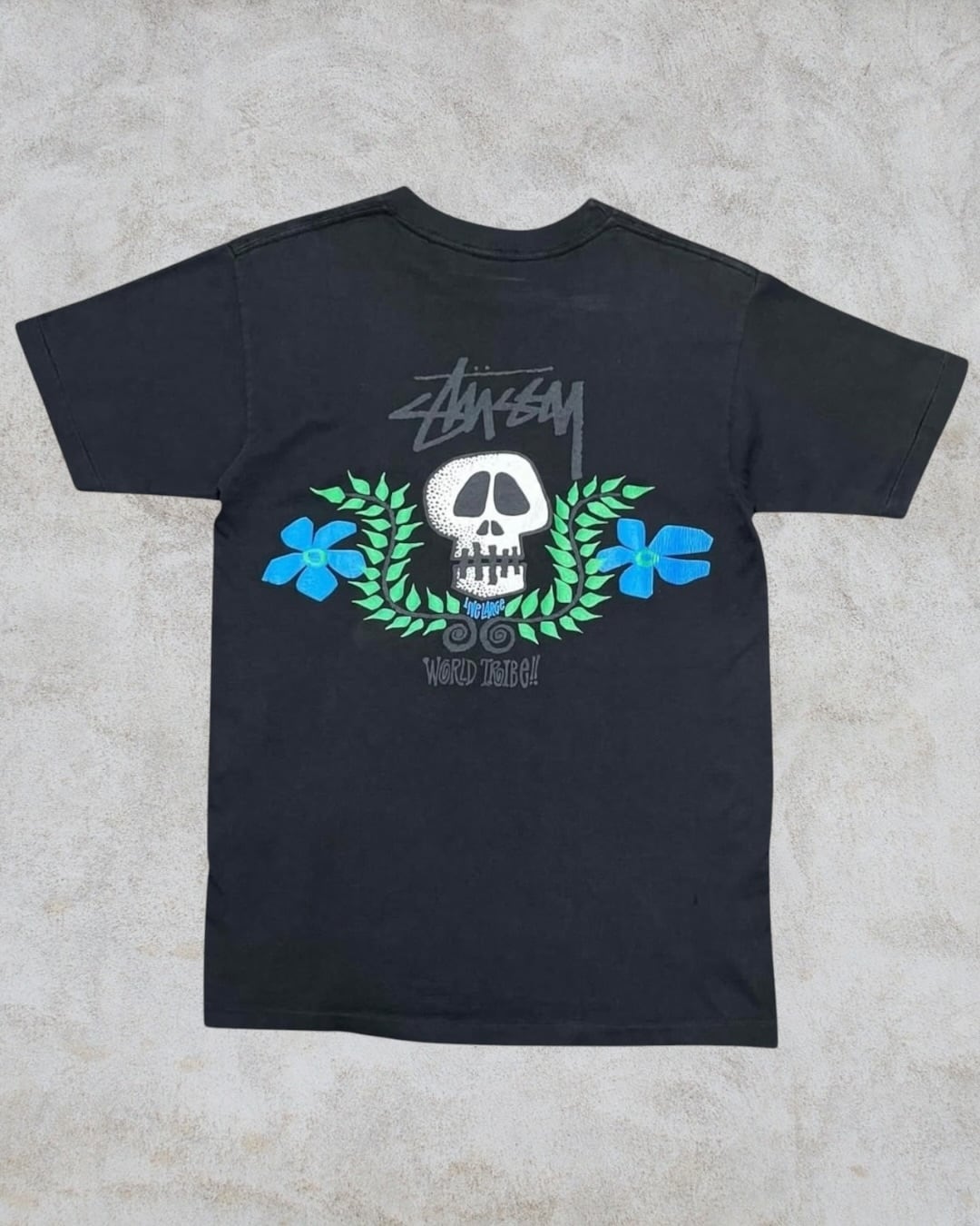 90's old stussy Skull Flower Design Tee “黒タグ” “スカルフラワー