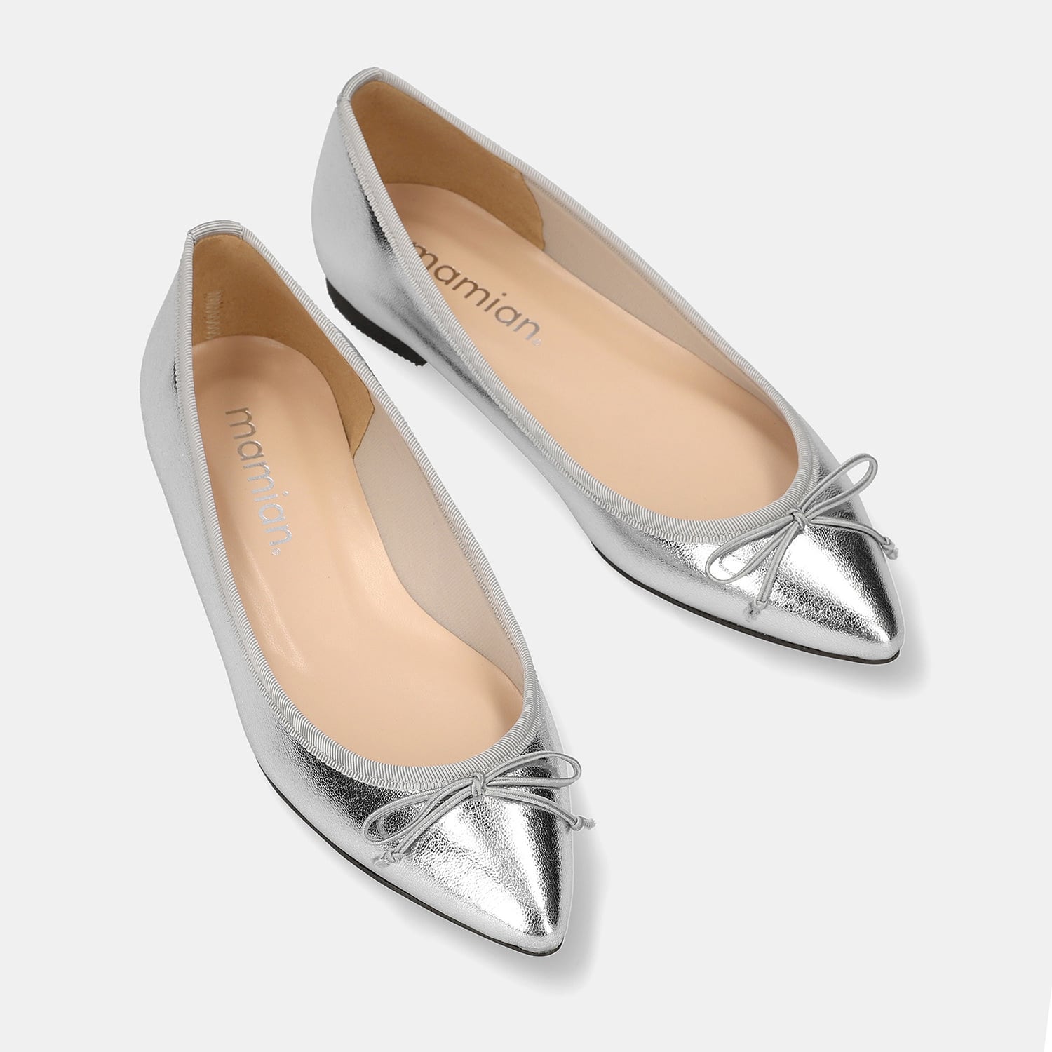 最終お値下げ★OHGA シルバー ポインテッドトゥ フラットシューズ 24cm OHGA シルバー ポインテッドトゥ フラットシューズ 24cm 最終お値下げ