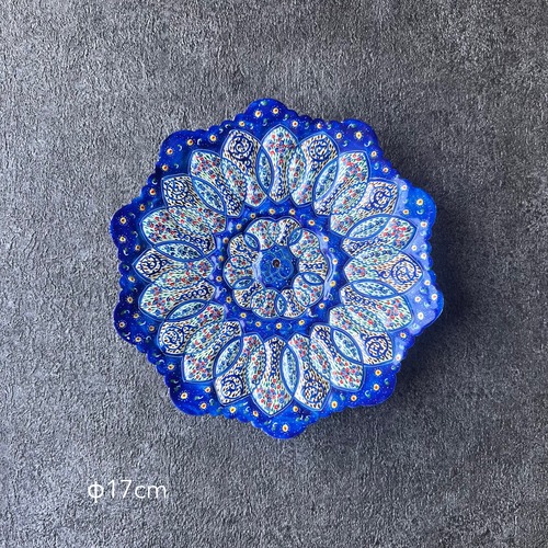 ペルシャの飾り皿（ミーナーカーリー）16ｃｍ　壁飾り【MINA KARI 017-007】ミーナカーリー